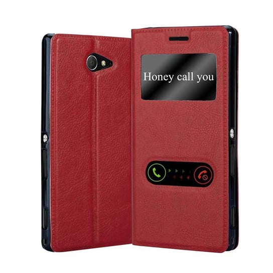 Etui Do Sony Xperia M2 / M2 AQUA w CZERWONY SZAFRAN Pokrowiec Obudowa Case Cover Portfel Ochronny Cadorabo Cadorabo