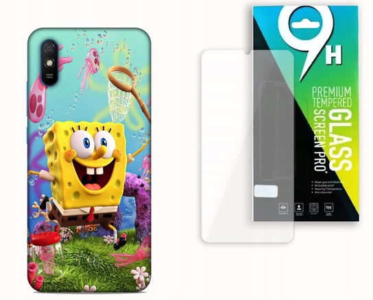 Etui Do Xiaomi Redmi 9A / 9At / 9I + Szkło Hartowane - Sponge.Bob Bajki Najnowsza Wersja_6-Stitch Czarny_ Wzór Nr . 23 Inna marka