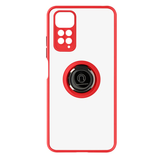 Etui do Xiaomi Redmi Note 11 i 11s Bi-materiał z metalowym pierścieniem - czerwone Avizar
