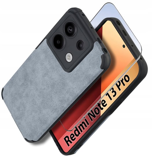 Etui do Xiaomi Redmi Note 13 Pro 4G silikonowe SKÓRZANE VINTAGE + Szkło 9H Krainagsm