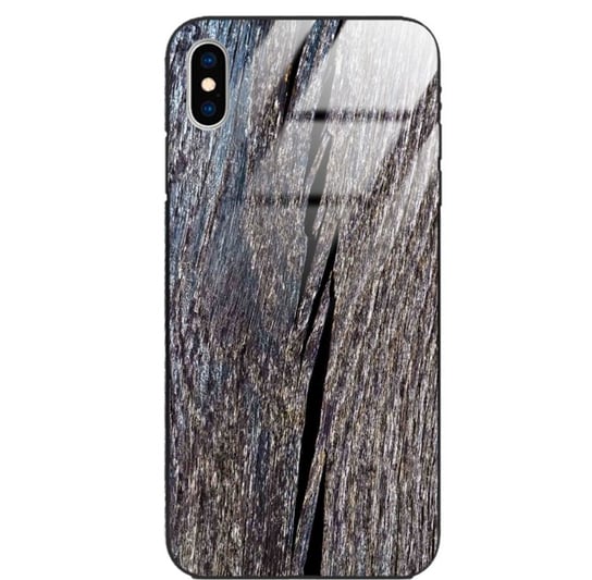 Etui drewniane iPhone Xs Old Fashion Wood Blue Gray Forestzone Glass ForestZone