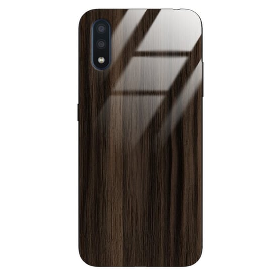 Etui drewniane Samsung Galaxy A01 Premium Wood Dark Brown Forestzone Glass ForestZone