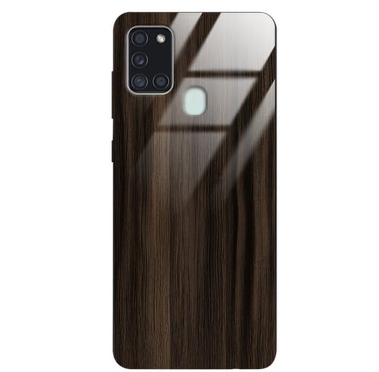 Etui drewniane Samsung Galaxy A21s Premium Wood Dark Brown Forestzone Glass ForestZone