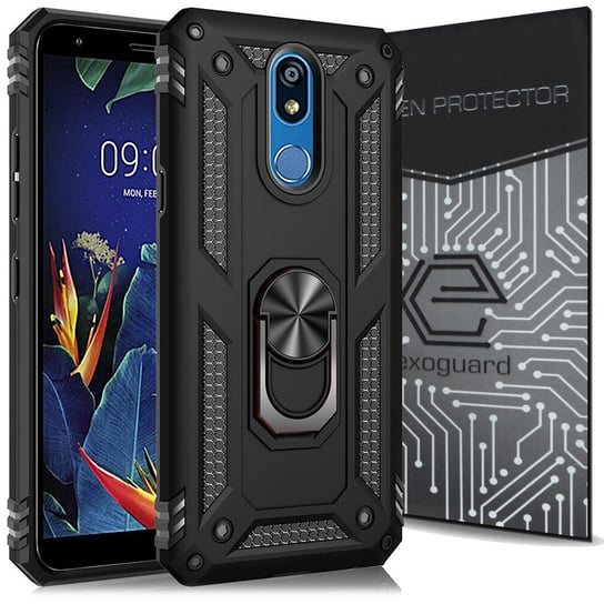 Etui Exoguard Armor Ring + Szkło - Lg K40 - Pancerne Case Obudowa Futerał Ring EXOGUARD