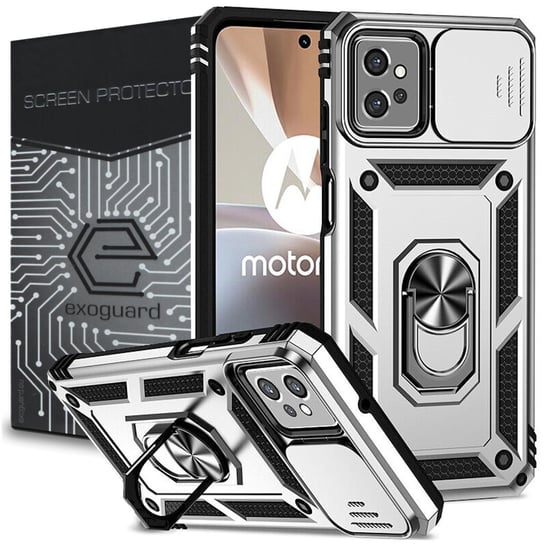 Etui Exoguard Camcover + Szkło - Motorola Moto G32 - Pancerne Case Obudowa Futerał Ring EXOGUARD