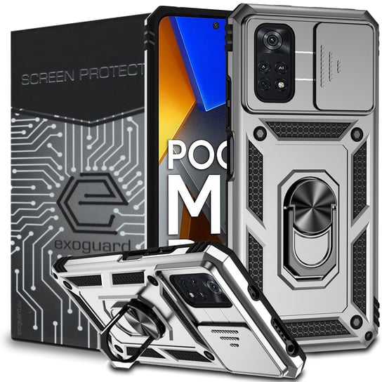 Etui Exoguard Camcover + Szkło - Xiaomi Poco M4 Pro (4G) - Pancerne Case Obudowa Futerał Ring EXOGUARD