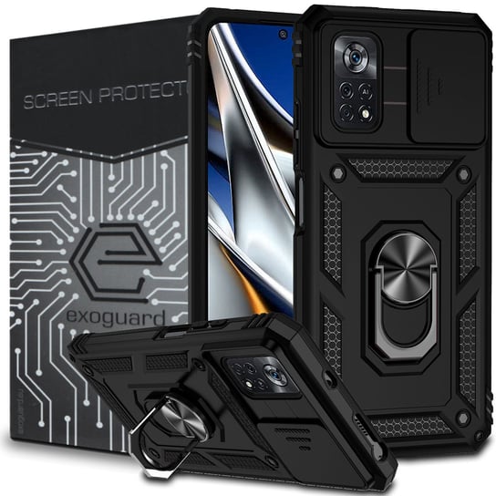 Etui Exoguard Camcover + Szkło - Xiaomi Poco X4 Pro 5G - Pancerne Case Obudowa Futerał Ring EXOGUARD