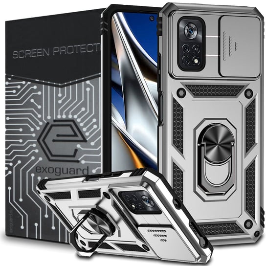 Etui Exoguard Camcover + Szkło - Xiaomi Poco X4 Pro 5G - Pancerne Case Obudowa Futerał Ring EXOGUARD