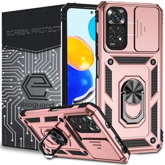 Etui Exoguard Camcover + Szkło - Xiaomi Redmi Note 11 / 11S - Pancerne Case Obudowa Futerał Ring EXOGUARD