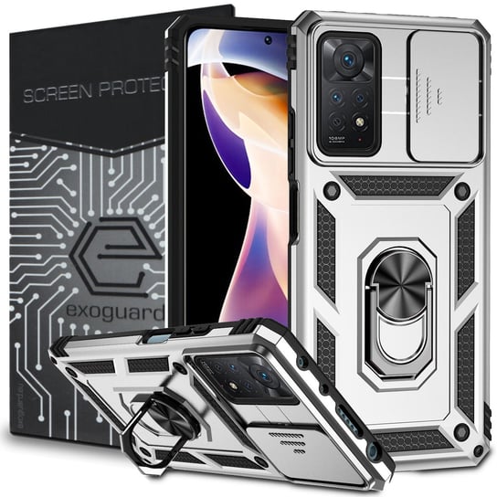 Etui Exoguard Camcover + Szkło - Xiaomi Redmi Note 11 Pro / 5G - Pancerne Case Obudowa Futerał Ring EXOGUARD