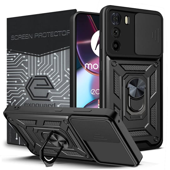 Etui Exoguard Camshield + Szkło - Motorola Edge 30 - Pancerne Case Obudowa Futerał Ring EXOGUARD