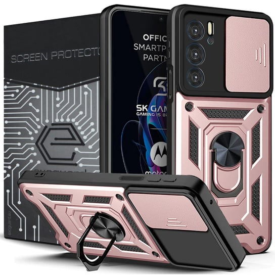 Etui Exoguard Camshield + Szkło - Motorola Edge 30 Pro - Pancerne Case Obudowa Futerał Ring EXOGUARD