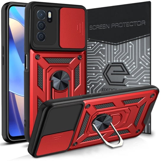 Etui Exoguard Camshield + Szkło - Oppo A16 / A16S / A54S - Pancerne Case Obudowa Futerał Ring EXOGUARD