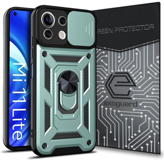 Etui Exoguard Camshield + Szkło – Xiaomi Mi 11 Lite / Mi 11 Lite 5G - Pancerne Case Obudowa Futerał Ring EXOGUARD