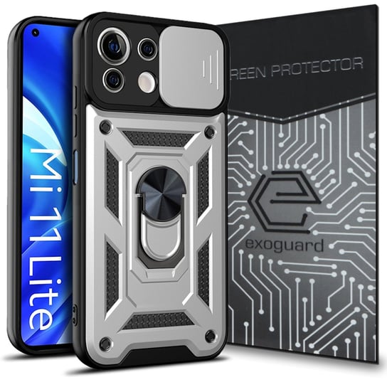 Etui Exoguard Camshield + Szkło – Xiaomi Mi 11 Lite / Mi 11 Lite 5G - Pancerne Case Obudowa Futerał Ring EXOGUARD