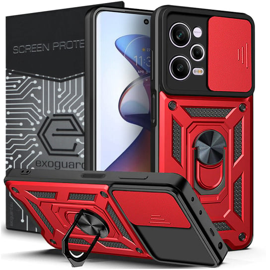 Etui Exoguard Camshield + Szkło - Xiaomi Redmi Note 12 Pro 5G / Poco X5 Pro 5G - Pancerne Case Obudowa Futerał Ring EXOGUARD