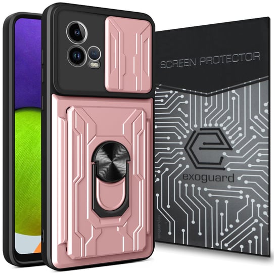 Etui Exoguard Cardshield + Szkło - Motorola Moto G72 - Pancerne Case Obudowa Futerał Ring EXOGUARD