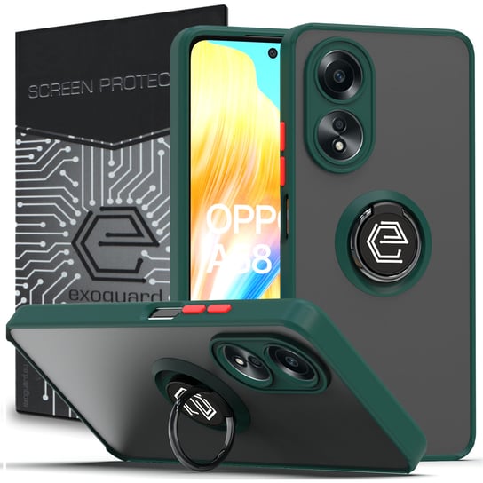 Etui Exoguard O-Ring + Szkło - Oppo A58 (4G) - Pancerne Case Obudowa Futerał Ring EXOGUARD