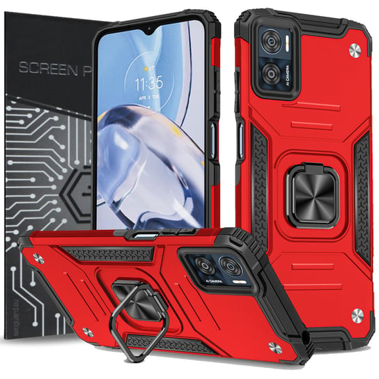 ETUI EXOGUARD QRING + SZKŁO - MOTOROLA MOTO E22 / E22I – PANCERNE CASE OBUDOWA FUTERAŁ RING EXOGUARD