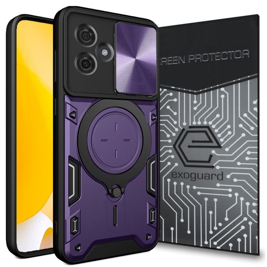 Etui Exoguard Ringshield + Szkło - Motorola Moto G54 5G / G54 5G Power Edition - Pancerne Case Obudowa Futerał Ring EXOGUARD