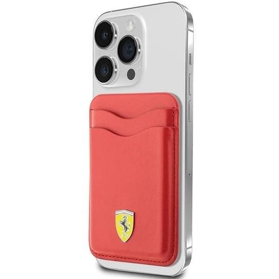 Etui Ferrari Wallet Card Slot FEWCMRSIR - czerwone MagSafe Leather 2023 Collection Ferrari