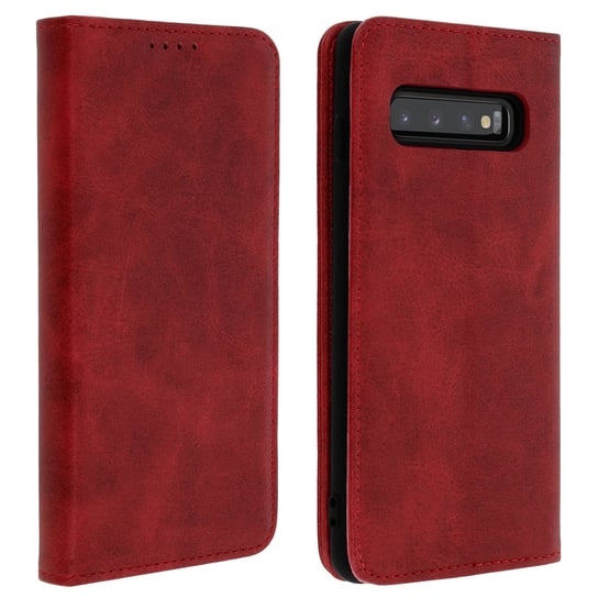 Etui Flip Book, etui-portfel z podstawką i obudową z TPU do Galaxy S10 – czerwone Avizar