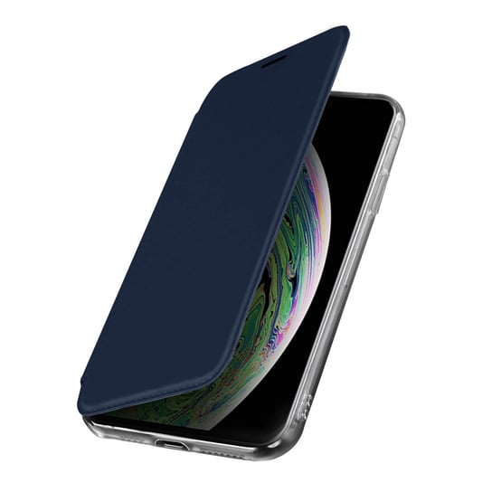 Etui Flip Folio z lusterkiem do Apple iPhone XS Max, cienkie i jasne, ciemnoniebieskie Avizar
