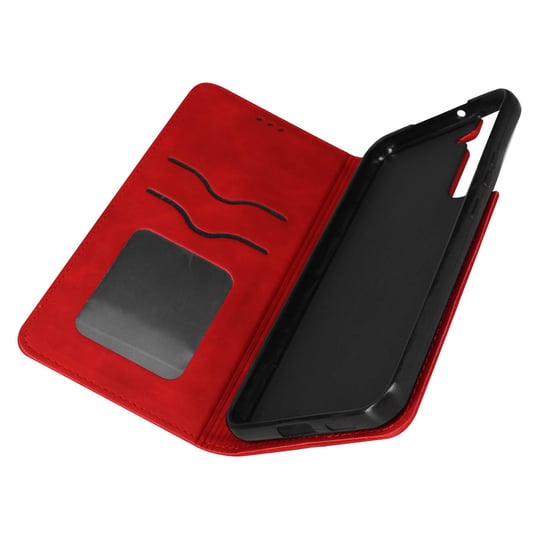 Etui Folio do Samsunga Galaxy S22 Plus Etui na karty ze sztucznej skóry zamszowe czerwone Avizar
