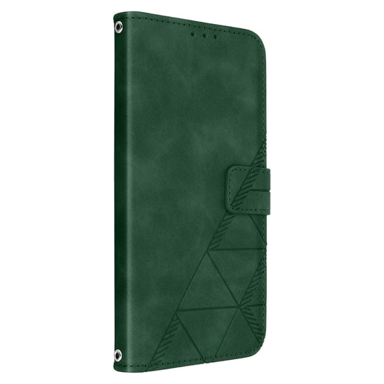 Etui Folio iPhone 14 Pro z portfelem i podstawką wideo Geometryczny wzór Zielony Avizar