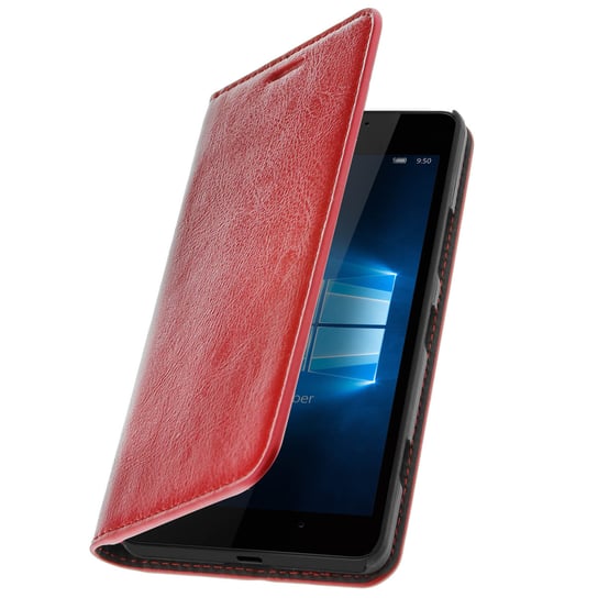 Etui Folio Prawdziwa Skóra Nokia/Microsoft Lumia 950 Etui z miejscem na karty Podstawka wideo Czerwone Avizar