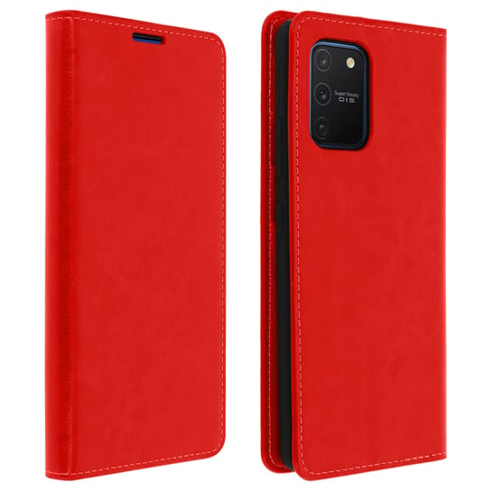 Etui Folio Prawdziwa Skóra Samsung Galaxy S10 Lite Etui z miejscem na kartę Wideo Podstawka Czerwone Avizar