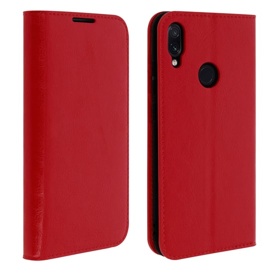 Etui Folio Prawdziwa Skóra Xiaomi Redmi Note 7 z miejscem na kartę Podstawka wideo Czerwone Avizar
