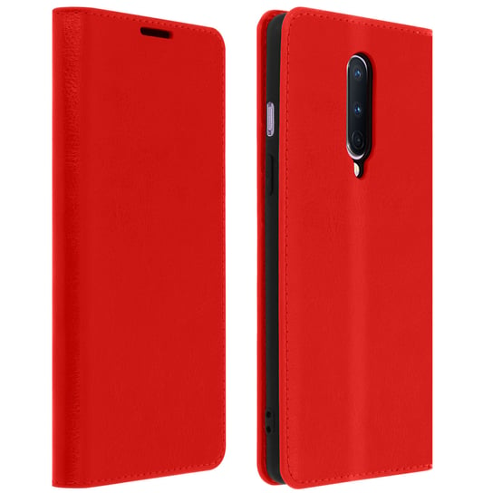 Etui Folio Real Leather OnePlus 8 z uchwytem na kartę wideo Stojak czerwony Avizar