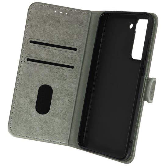 Etui Folio Samsung Galaxy S21 FE z funkcją portfela i podstawką wideo - szare Avizar