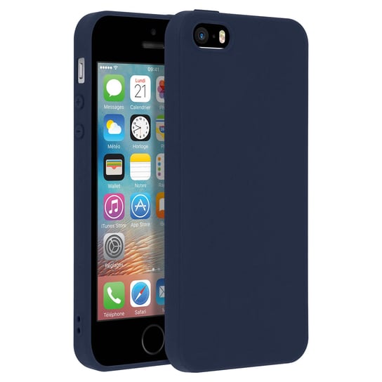 Etui Forcell do iPhone 5, 5S, SE, miękkie w dotyku etui, silikonowe etui – Granatowy Forcell