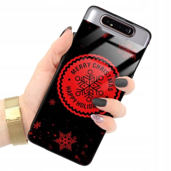 Etui Glass SAMSUNG A80 Świąteczne Zimowe Mikołaj Gwiazdka Red Wiele Wzorów Funnycase