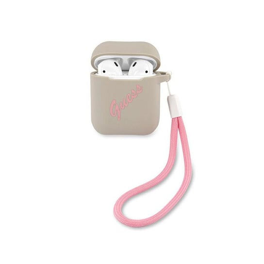 Etui Guess GUACA2LSVSGP Apple AirPods cover szaro różowy/grey pink Silicone Vintage GUESS