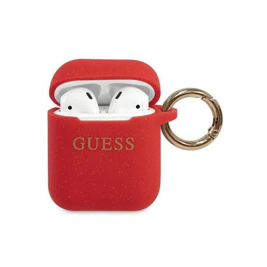 Etui Guess GUACCSILGLRE Apple AirPods cover czerwony/red Silicone Glitter GUESS