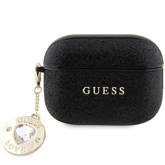 Etui Guess GUAP2PGEHCDK na AirPods Pro 2 cover - czarne Fixed Glitter Heart Diamond Charm GUESS
