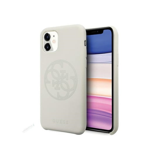 Etui Guess GUHCN61LS4GLG Apple iPhone 11 biały/white hard case Silicone 4G Tone On Tone GUESS