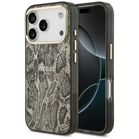Etui Guess Python Pattern MagSafe do iPhone 17 Pro Max brązowy GUESS