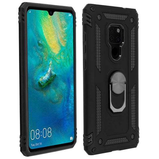 Etui Huawei Mate 20 Bi Material Sztywny miękki magnetyczny stojak z pierścieniem Czarny Avizar