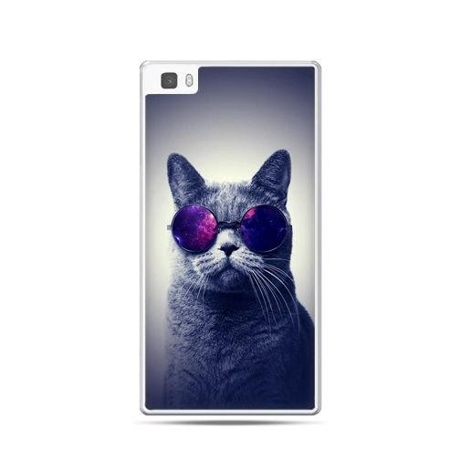 Etui, Huawei P8, kot hipster w okularach EtuiStudio
