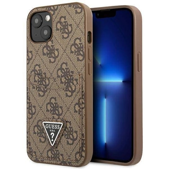Etui IPHONE 13 Guess Hardcase 4G Triangle Logo Cardslot (GUHCP13MP4TPW) brązowe GUESS