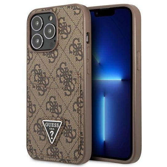Etui Iphone 13 Pro Guess Hardcase 4G Triangle Logo Cardslot (Guhcp13Lp4Tpw) Brązowe GUESS