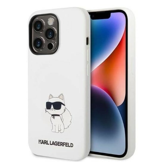 Etui IPHONE 14 PRO Karl Lagerfeld Hardcase Silicone Choupette (KLHCP14LSNCHBCH) białe Inne