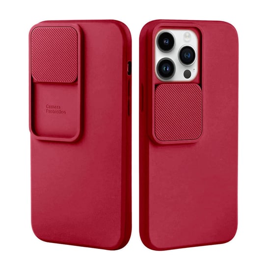 Etui IPHONE 14 PRO Silikonowe z Osłoną na Aparat Nexeri Silicone Lens burgundowe Nexeri