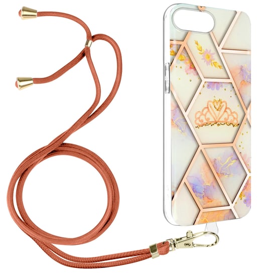 Etui iPhone 8 Plus/7 Plus Geometric design z wymiennym przewodem w kolorze różowego złota Avizar