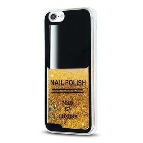 Etui, iPhone SE 2020, z ruchomym płynem w środku Nails, złoty EtuiStudio