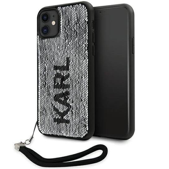 Etui Karl Lagerfeld  iPhone 11 / Xr 6,1" srebrny/silver hardcase Sequins Cord Karl Lagerfeld